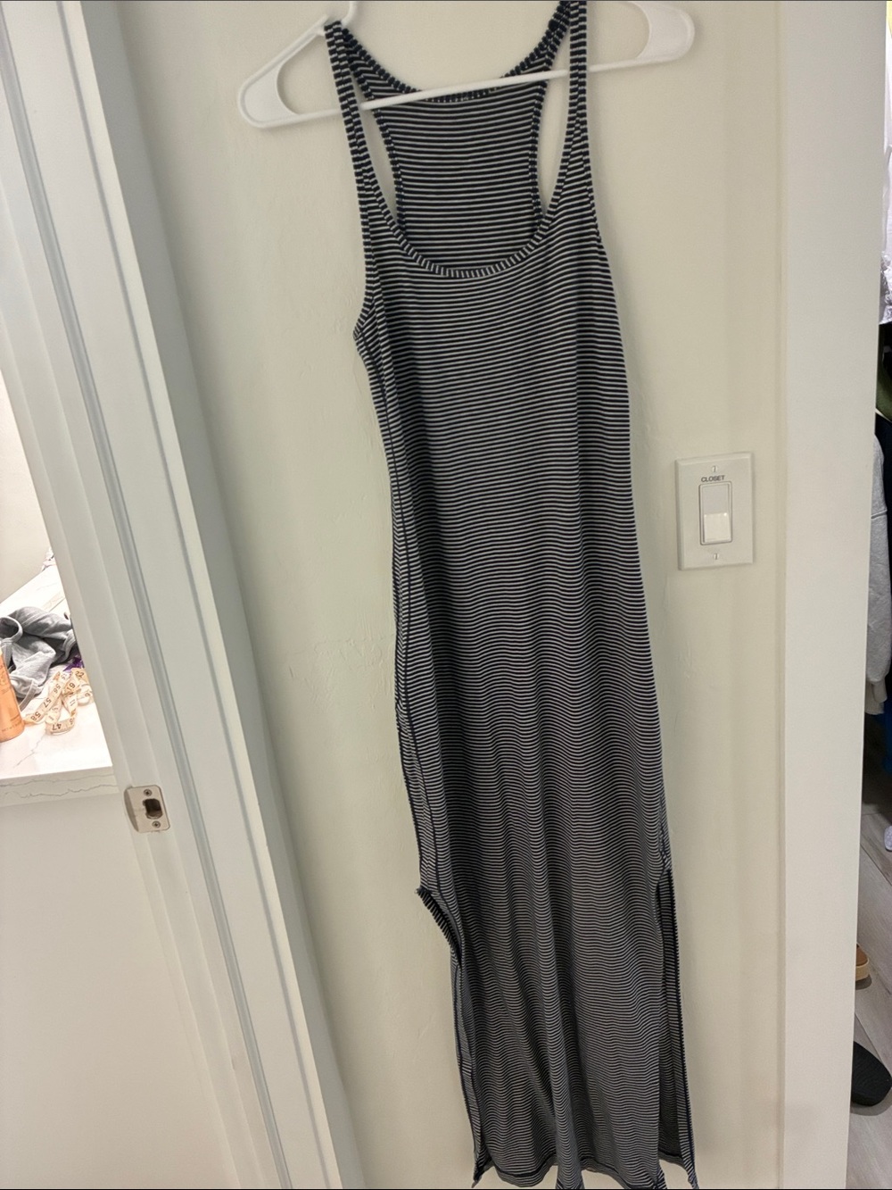 Lululemon Striped Black & White Racerback Maxi Slip Dress